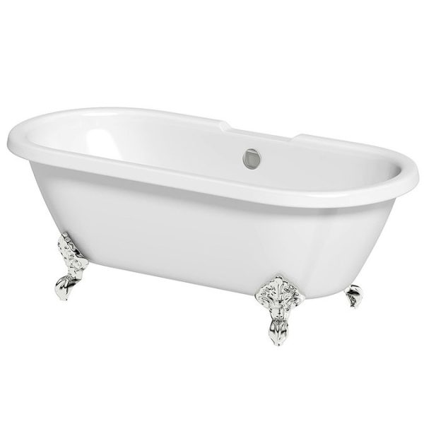 The Bath Co. 1750 x 800mm Traditional Double Ended Roll Top Bath with Chrome Feet - Image 3