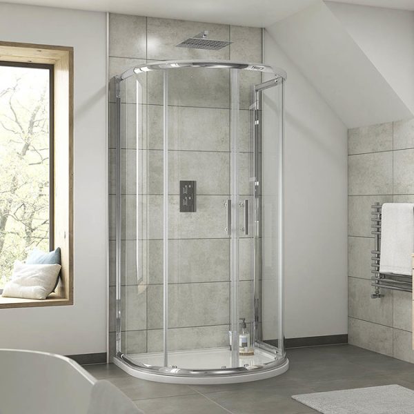 Pacific D Shape Shower Enclosure inc. Shower Tray + Waste - Image 6
