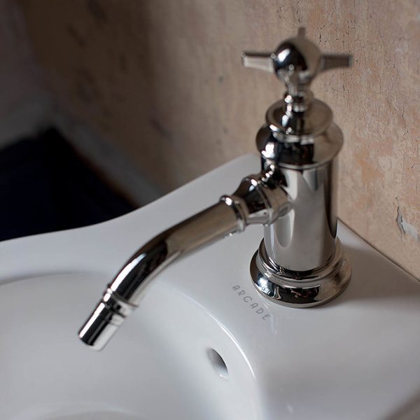 Arcade Bidet Mixer with Pop up Waste   Nickel   Various Tap Head Options - Image 3