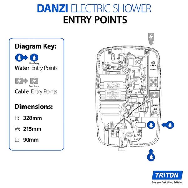Triton Danzi 9.5kw Electric Shower   Black - Image 4