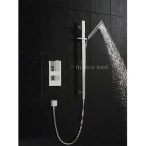 Hudson Reed Art Twin Concealed Thermostatic Shower Valve w/ Rectangular Slider Rail Kit