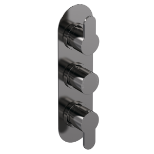 Venice Giro Triple Thermostatic Shower Valve with Diverter   Gunmetal Grey