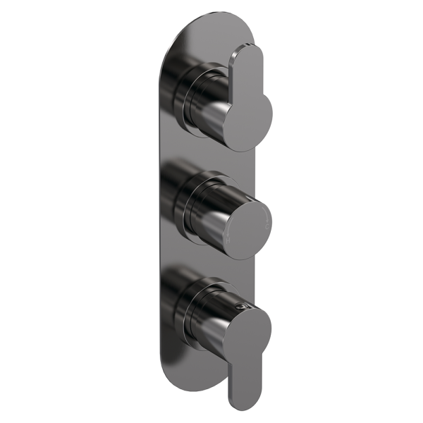 Venice Giro Triple Thermostatic Shower Valve with Diverter   Gunmetal Grey