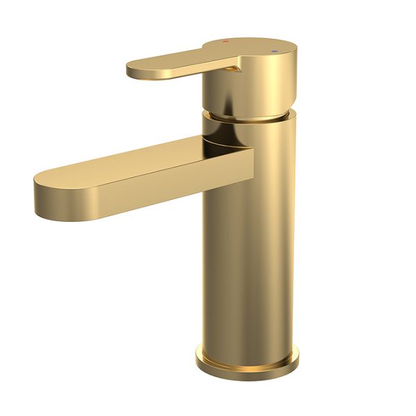 Venice Giro Brushed Brass Mono Basin Mixer with Push Button Waste - Image 2