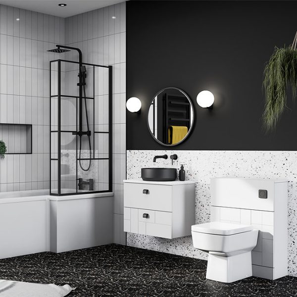 Arezzo Modern Square Thermostatic Shower   Matt Black - Image 2