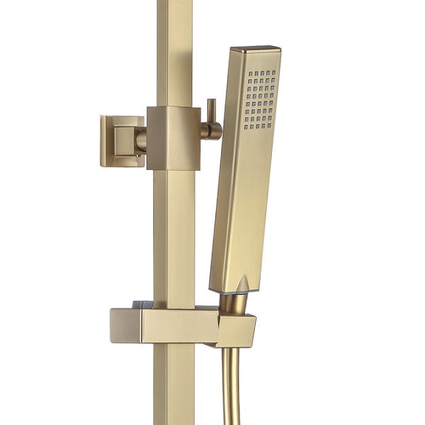 Arezzo Low Pressure Square Thermostatic Shower with Cool Touch   Brushed Brass - Image 4