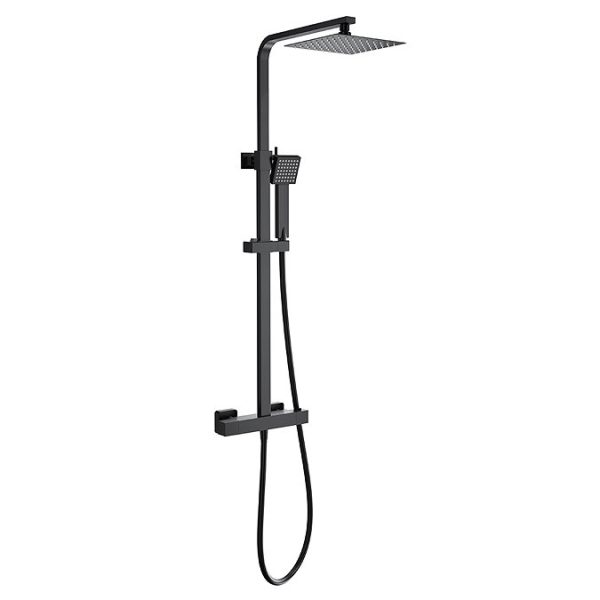Arezzo Low Pressure Square Thermostatic Shower with Cool Touch   Matt Black - Image 2