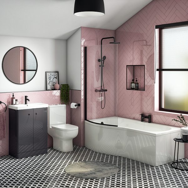 Arezzo Modern Round Thermostatic Shower   Matt Black - Image 4