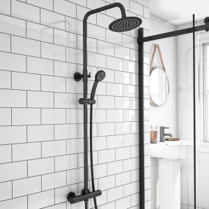 Arezzo Modern Round Thermostatic Shower   Matt Black