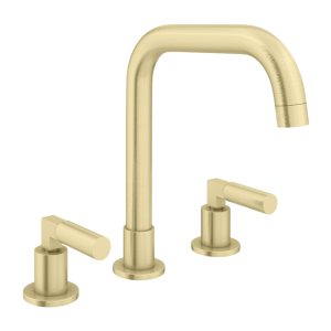 Arezzo Art Deco Lever Deck Mounted (3TH) Basin Mixer Tap   Brushed Brass