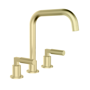 Arezzo Art Deco Lever Deck Mounted (3TH) Bath Mixer Tap   Brushed Brass