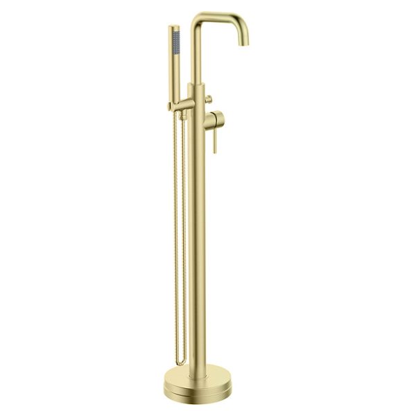 Arezzo Art Deco Lever Freestanding Bath Tap with Shower Mixer   Brushed Brass - Image 2