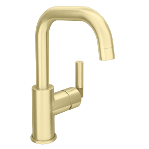 Arezzo Art Deco Single Lever Side Action Mono Basin Mixer   Brushed Brass
