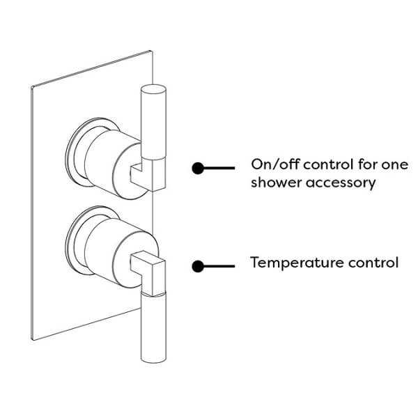 Arezzo Art Deco Lever Brushed Brass Shower with Concealed Valve + Wall Mounted 195mm Head - Image 5