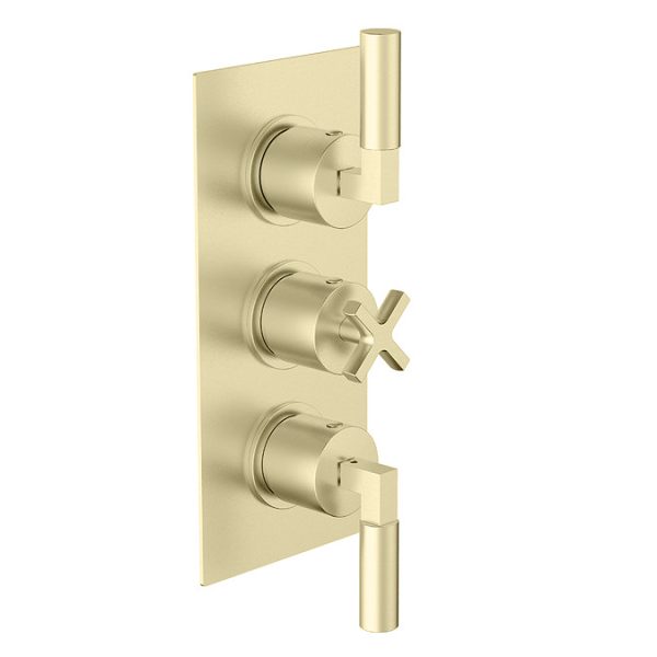 Arezzo Art Deco Lever Brushed Brass Luxury Spa 3 Outlet Shower Bundle - Image 4