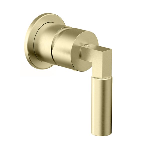 Arezzo Art Deco Lever Brushed Brass Wall Mounted (2TH) Basin Mixer Tap - Image 2