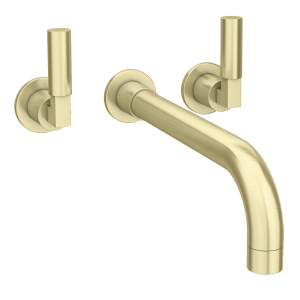 Arezzo Art Deco Lever Wall Mounted (3TH) Bath Filler Tap   Brushed Brass