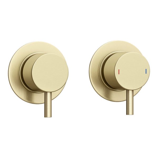 Arezzo Brushed Brass Concealed Individual Diverter + Thermostatic Control Valve w. 4 Body Jets + Fixed Head - Image 7