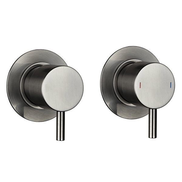 Arezzo Gunmetal Grey Concealed Individual Stop Tap + Thermostatic Control Valve with Wall Mounted Shower Head - Image 5