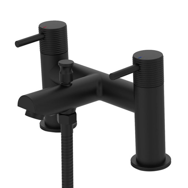 Arezzo Groove Bath Shower Mixer Tap with Shower Kit Matt Black - Image 2