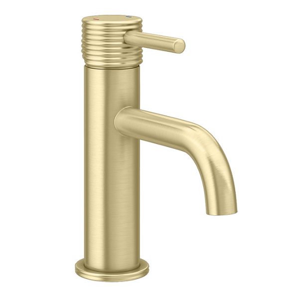 Arezzo Groove Round Mono Basin Mixer Tap Brushed Brass - Image 2