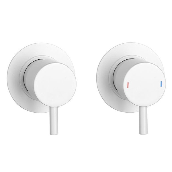 Arezzo Matt White Concealed Individual Diverter + Thermostatic Control Valve with Handset + Wall Mounted Shower Head - Image 4