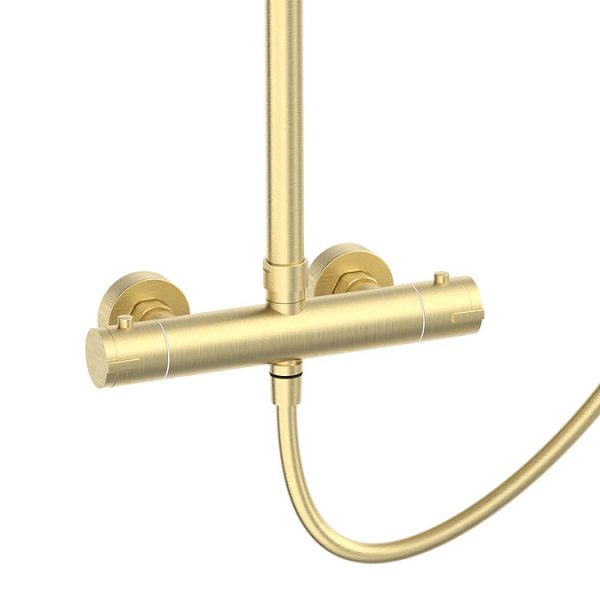 Arezzo Deluxe Cool Touch Round Thermostatic Shower (250mm Head   Brushed Brass) - Image 6