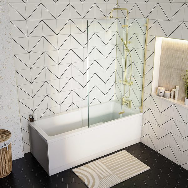 Arezzo Deluxe Cool Touch Round Thermostatic Shower (250mm Head   Brushed Brass) - Image 2