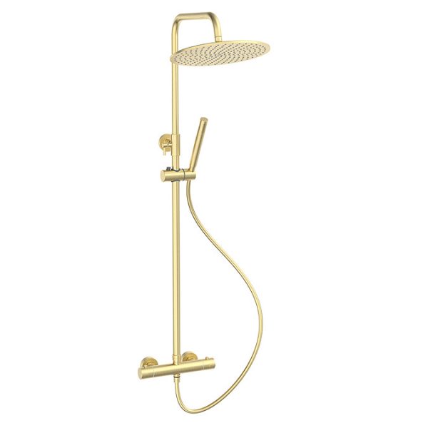 Arezzo Deluxe Cool Touch Round Thermostatic Shower (250mm Head   Brushed Brass) - Image 8