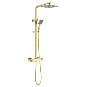 Arezzo Fluted Square Thermostatic Shower   Brushed Brass