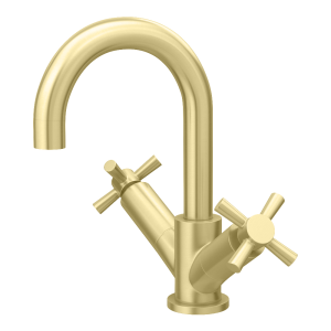 Arezzo Art Deco Crosshead Mono Basin Mixer   Brushed Brass