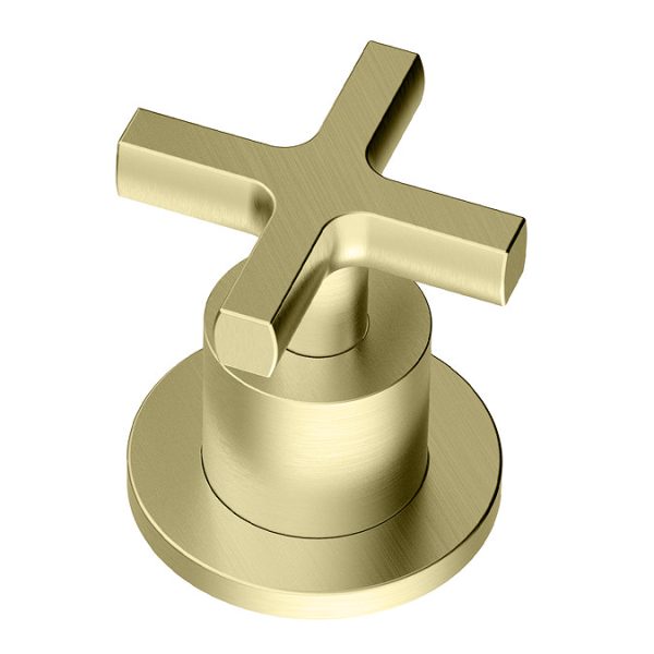 Arezzo Art Deco Crosshead Wall Mounted (3TH) Basin Mixer Tap   Brushed Brass - Image 3