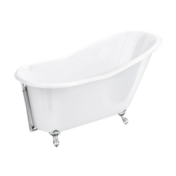 Ashton Cast Iron Bath with Chrome Feet (1530 x 760mm Slipper Roll Top) - Image 2