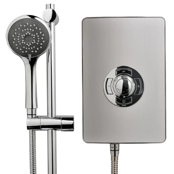 Triton   Aspirante 8.5kw Electric Shower   Brushed Steel