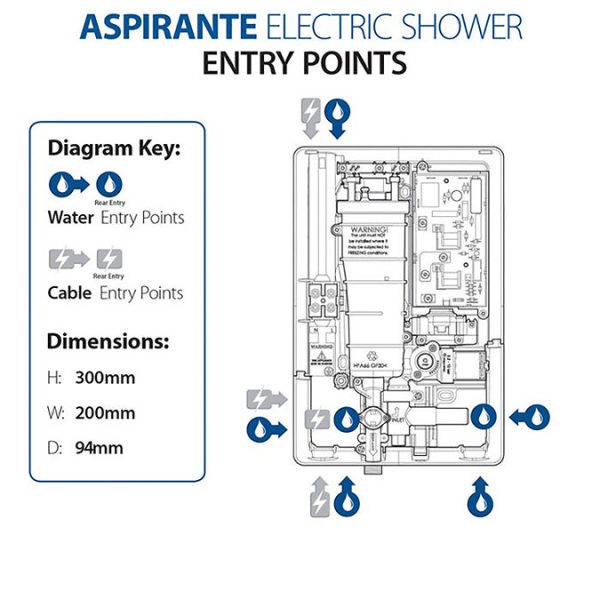 Triton Aspirante 9.5kW Electric Shower   Matte Black - Image 2