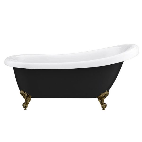 Astoria Black 1550 Roll Top Slipper Bath + Antique Brass Leg Set - Image 3