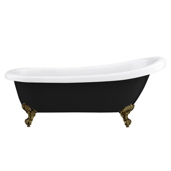 Astoria Black 1710 Roll Top Slipper Bath + Antique Brass Leg Set - Image 3