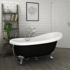 Astoria Black 1550 Roll Top Slipper Bath w. Ball + Claw Leg Set