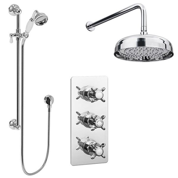 Astoria Traditional Concealed Shower Valve incl. 8" Head with Arm & Slider Rail - Image 5