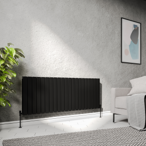 Urban Horizontal Radiator   Matt Black   Double Panel (600mm High) 1596mm Wide