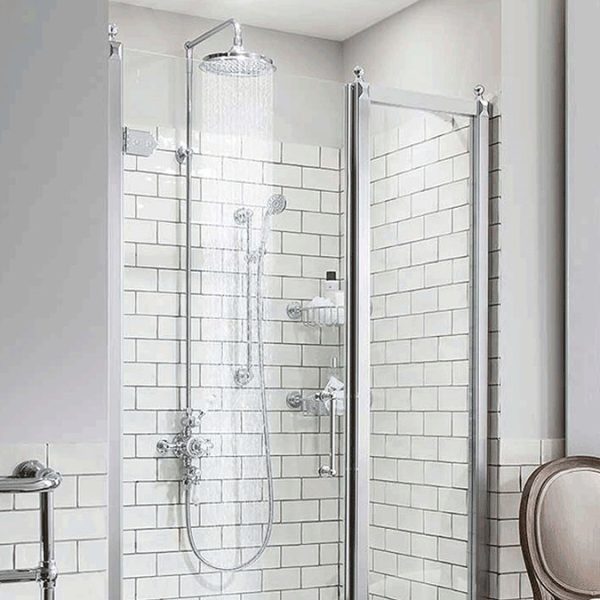 Burlington Avon Thermostatic Two Outlet Exposed Shower Valve, Rigid Riser & Kit with Fixed Head - Image 2