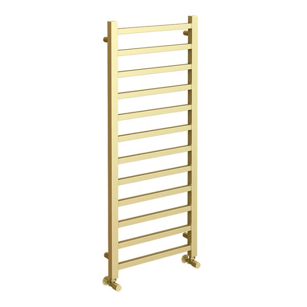 Arezzo Cube Brushed Brass 1200 x 500 Heated Towel Rail - Image 3