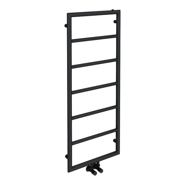 Arezzo Matt Black 1200 x 500 Ladder Heated Towel Rail - Image 2