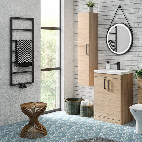 Arezzo Matt Black 1200 x 500 Ladder Heated Towel Rail - Image 3