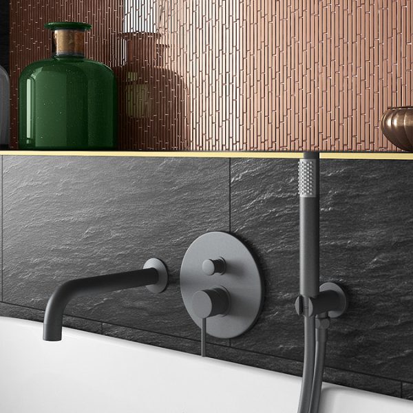 Arezzo Matt Black Wall Mounted Bath Spout - Image 2