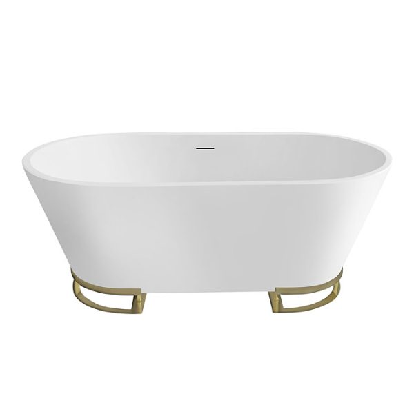 Arezzo 1500 Curved Freestanding Bath with Brushed Brass Frame + Waste - Image 3