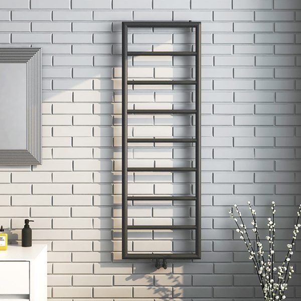 Arezzo Matt Black 1500 x 500 Ladder Heated Towel Rail - Image 3