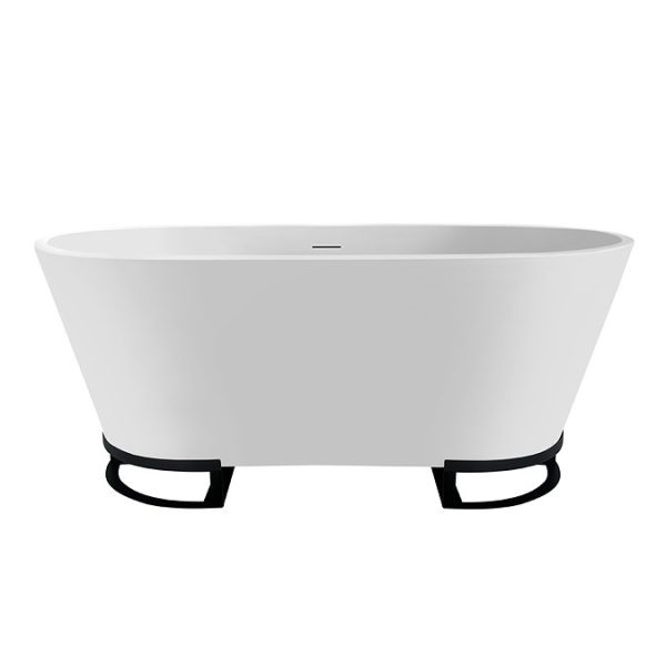 Arezzo 1500 Curved Freestanding Bath with Matt Black Frame + Waste - Image 3