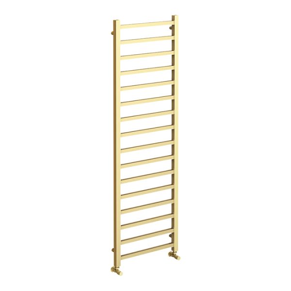Arezzo Cube Brushed Brass 1600 x 500 Heated Towel Rail - Image 2