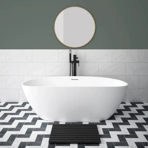 Arezzo 1650 x 690 Matt White Solid Stone Curved Double Ended Bath